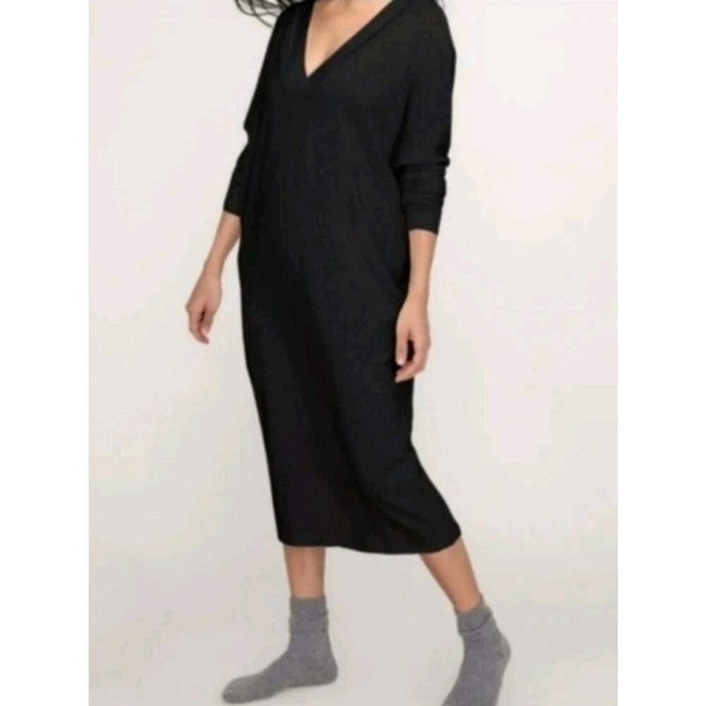 Hatch Black The Visitor V Neck Long Sleeve Maternity Midi Dress One Size Comfort